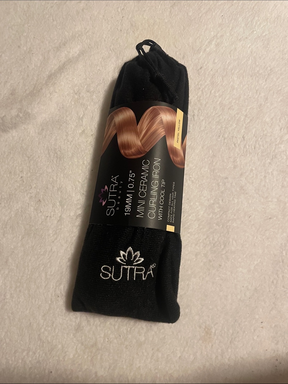 .75" Sutra Black Mini Ceramic Curling Iron with Pouch
